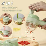 4 in 1 Handheld Electric Vegetable Cutter Set, Multifunctional Chopper Vegetable Cutter, Garlic Press and Slicer Set, Mini Food Slicer and Chopper for Kitchen